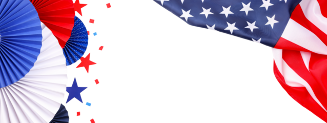 Red, white, and blue Labor Day decor, isolated, PNG