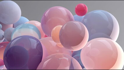 A Mesmerizing Flow of Colorful Translucent Spheres Gently Floating Upwards in a Smooth 3D Animation. - Powered by Adobe