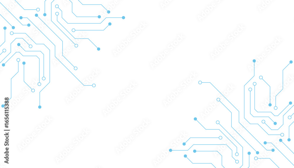 Wall mural technology blue circuit diagram on white background. high-tech circuit board connection system.vecto