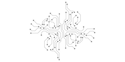Obraz premium Technology black circuit diagram concept. High-tech circuit board connection system.Vector abstract technology on a white background.