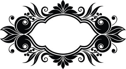 Elegant Black and White Floral Page Border Design: Ornate Vintage Frame for Invitations, Certificates, and Announcements on Transparent Background

