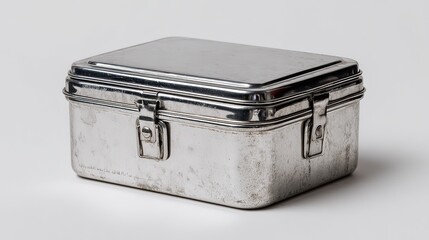 Vintage Metal Lunch Box with Secure Latches for Retro Storage Solutions