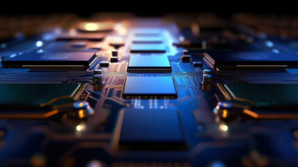 hips in car manufacturing. High-tech production of electronic chips and electronic control boards