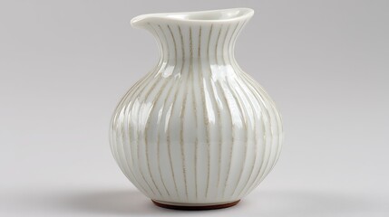 Elegant White Ceramic Vase with Gold Streaks, Perfect for Home Decor and Interior Design