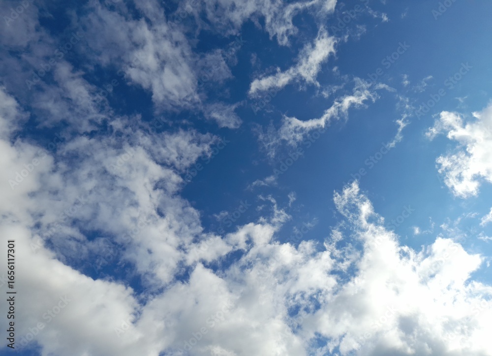 Wall mural the clouds in the photo are often called cumulus or cluster clouds. these clouds, which appear as pa