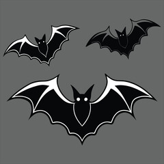 Fototapeta premium Bat black vector. Flying Halloween bats on transparent background. Vector. Flying bat icon. Vector cartoon illustration of cute Bat. Flying Bat cartoon. Group of bats. Spooky bat .