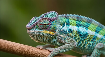 Obraz premium Color-Changing Chameleon on Branch