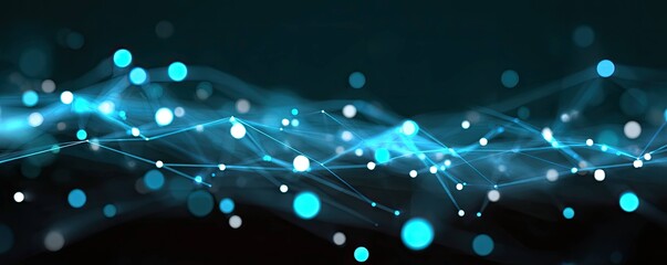 Abstract Blue Digital Networks Artistic High-Tech Graphic Design in Virtual Space with Glowing Elements