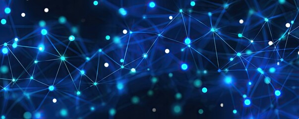 Abstract Background of Digital Network Visualization with Glowing Elements in a Virtual Tech Environment