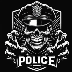 Vector image of a police logo scary