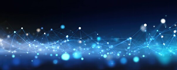 Abstract Blue Background Connecting Digital Realms with Futuristic Glowing Network Art