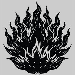 Fire icon vector.  hot fire. Flame fire border frame silhouette template vector illustration clipart. Fire clipart. Fire flame icon. Black icon isolated on white background. Fire silhouette. 