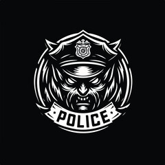 Vector image of a police logo scary