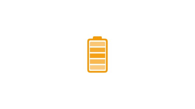 battery charging icon animation white background, 4k video. line mobile battery charging icon, battery fast charging.