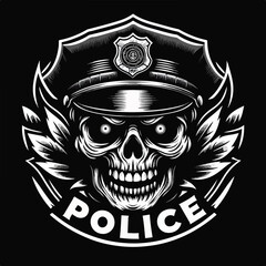 Vector image of a police logo scary