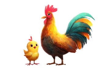 Fototapeta premium Rooster and chick illustration