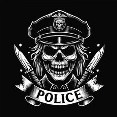 Vector image of a police logo scary