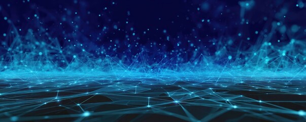 Abstract Backgrounds of Digital Networks A Visual Perspective on Blue Glowing Virtual Environments