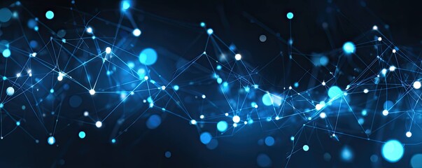 Close-Up of Abstract Blue Network Digital Art Creating a Virtual Space Background Environment