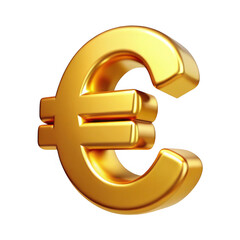 Fototapeta premium 3d golden euro symbol with metallic shine and realistic depth transparent background