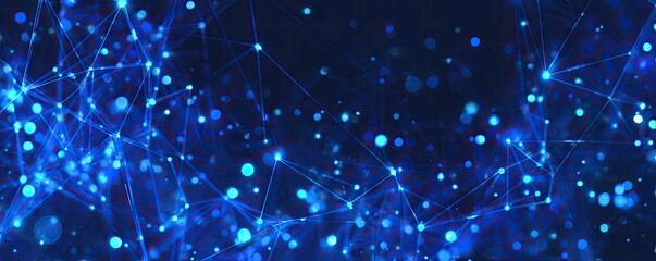 Virtual Environment Connectivity Illuminating Cyber Space with Abstract Blue Graphics