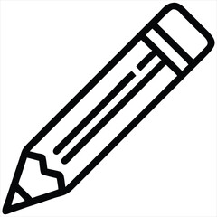 Pencil icon flat design vector isolated, Pencil Icon Flat Design. Pen Flat Line Icon with Editable Stroke. Checklist, Clipboard and Pencil Icon Flat Design on White Background.  Pencil vector.