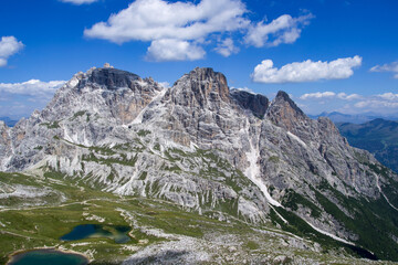Fototapeta premium high mountain landscape, Via Ferrata DeLuca Innerkofler, Monte Paterno, Dolomites Mountains, Italy 