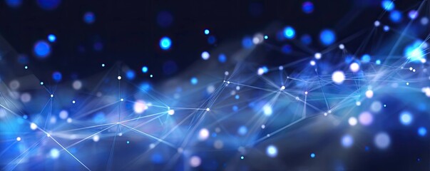 Fototapeta premium Abstract Blue Digital Network Glowing Graphic Design in a Virtual Environment Overview