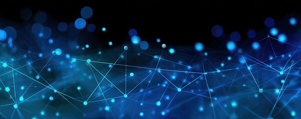 Fototapeta premium Aerial View of Blue Glowing Abstract Art within an Illuminating High-Tech Digital Network Space