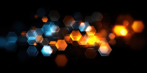 Abstract Hexagon Pattern With Glowing Lights