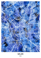 Milan Italy Map. landmark travel downtown, city modern painting, artistic creative art, conceptual fantasy contemporary, graphic digital artwork,