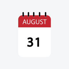 31 august calendar august calendar vector illustration