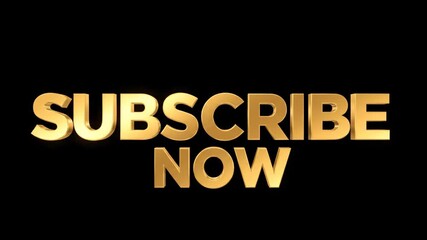 Dynamic Golden Metallic SUBSCRIBE NOW Call to Action Text Animation. - Powered by Adobe