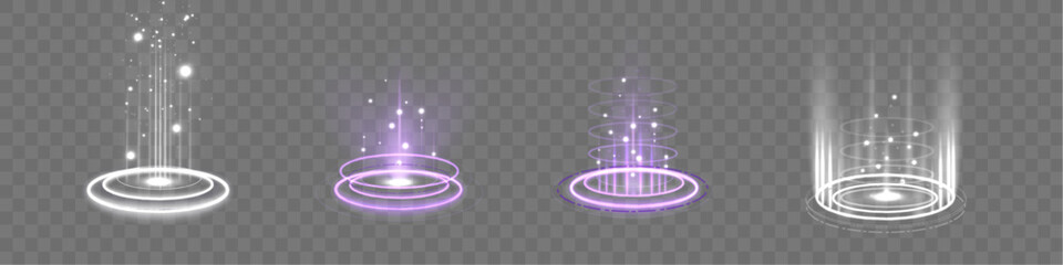 Round circle square futuristic holographic portal tech game virtual abstract stage laboratory space science fiction vector illustration