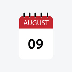 9 august calendar august calendar vector illustration
