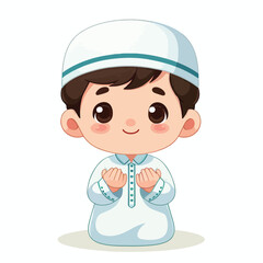 Vector image of a little Muslim boy praying
