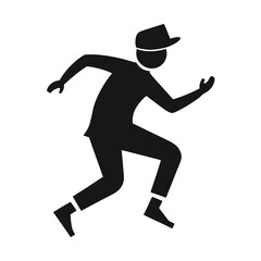 Silhouette of a man in a hat running figure person