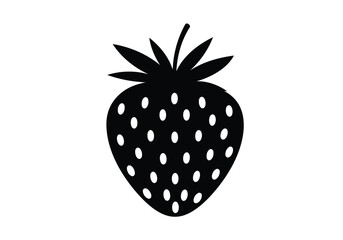 Black silhouette of a strawberry with seeds