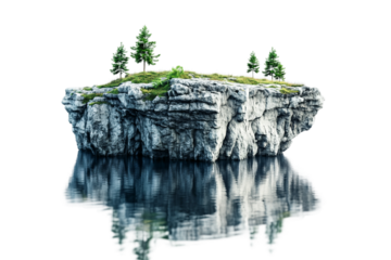 Floating island isolated on transparent background