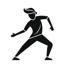 Stylized male dancer in black silhouette white background