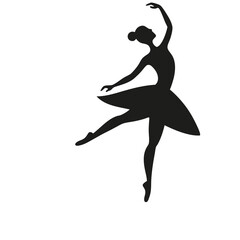 Black silhouette of a ballerina in a graceful pose © monirul