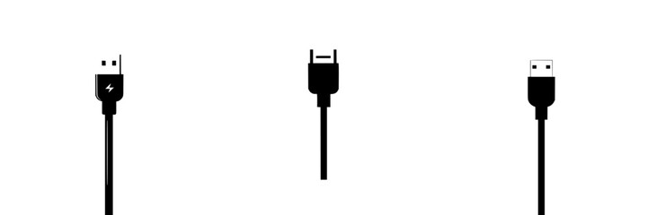 Obraz premium Three different types of USB connectors displayed against a simple white background in a minimalistic style