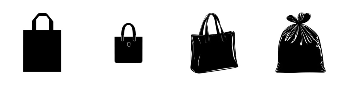 Various types of bags and containers displayed in a simple arrangement on a white background emphasizing form and function