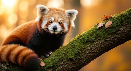 Fototapeta premium Red Panda in Autumn Forest