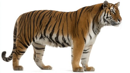 Obraz premium The image of a majestic tiger in the Magnificent Tiger Portrait showcases the animal's impressive orange and black striped coat, highlighting its untamed beauty and strength