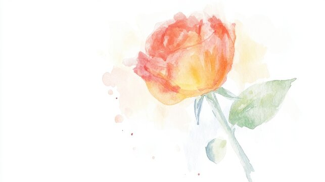 Red rose with ribbon on white surface, celebrating Singles Awareness Day, delicate accents enhancing the serene composition - Powered by Adobe