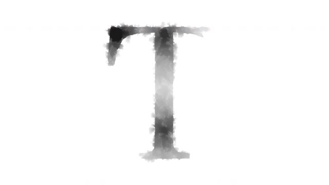 The letter &ldquo;T&rdquo; appears as if ink has bled onto the paper, serif
