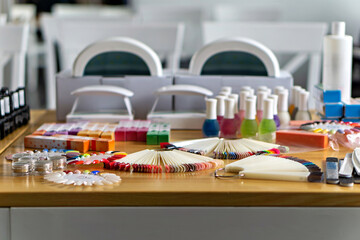 This image shows a table with various crafting supplies