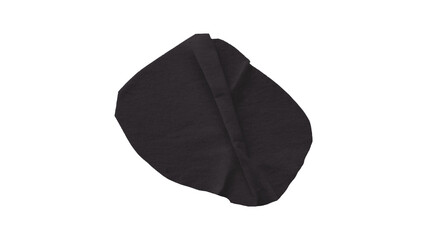 Black circle masking tape sticker with wrinkled edges, separate wrinkled round paper on transparent background.