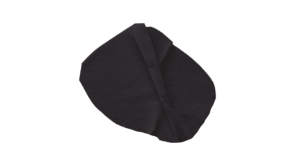 Black circle masking tape sticker with wrinkled edges, separate wrinkled round paper on transparent background.